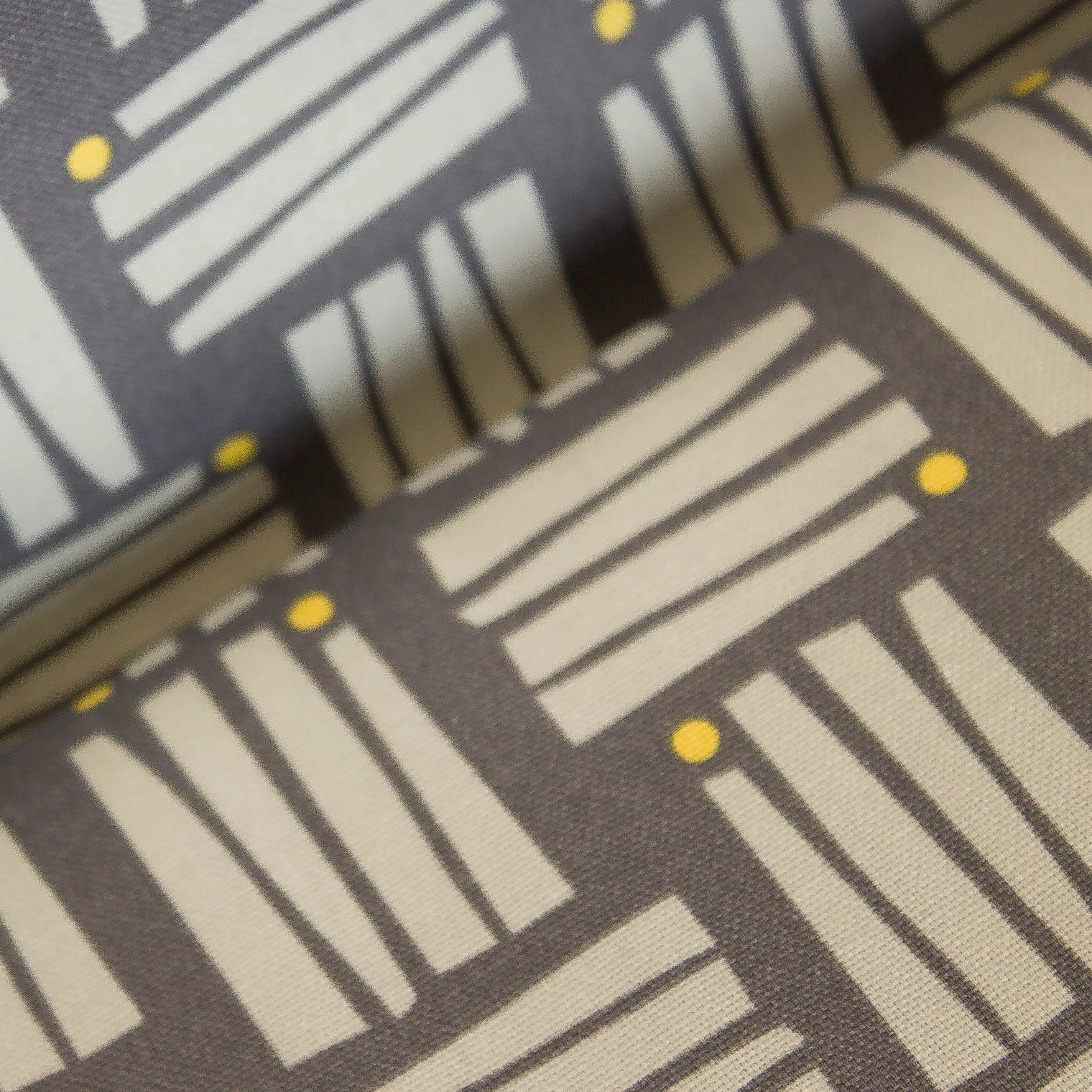 Canvas grijs met grijze strepen en gele bolletjes